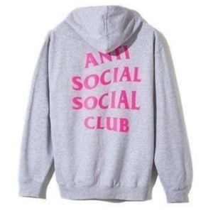 Anti Social Social Club gray pink hoodie (Small)